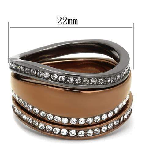 Wedding Ring Sets TK3082 & Light coffee Stainless Steel Ring with Crystal