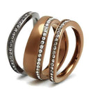 Wedding Ring Sets TK3082 & Light coffee Stainless Steel Ring with Crystal