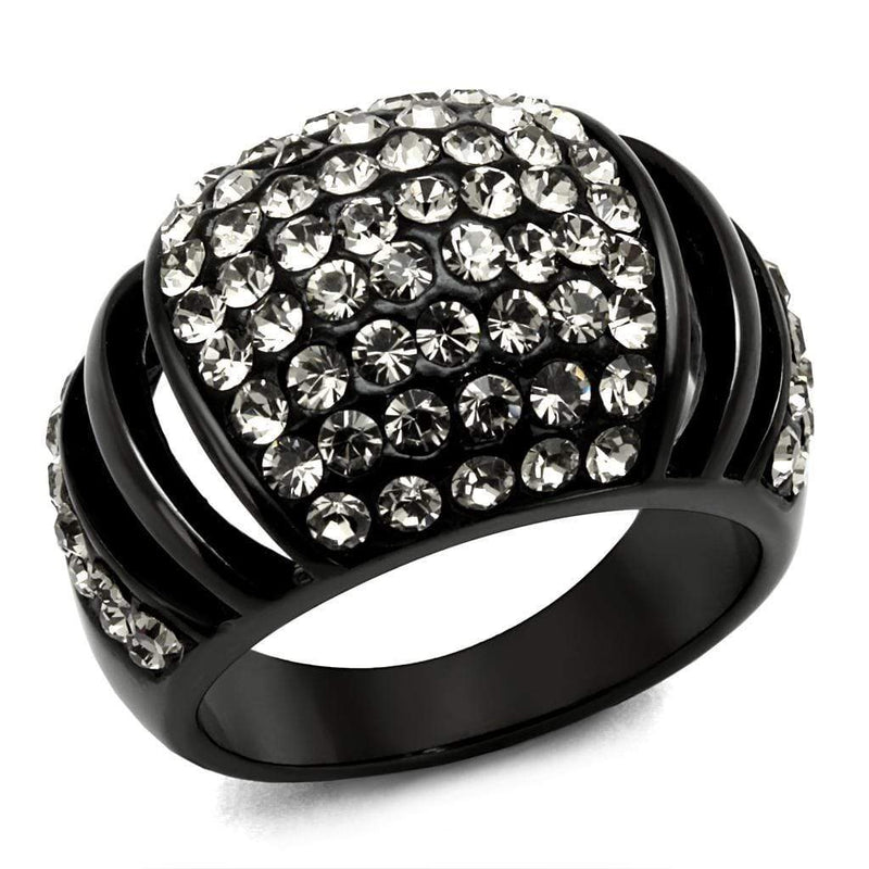 Wedding Rings For Women TK2643 - Stainless Steel Ring with Crystal in Hematite