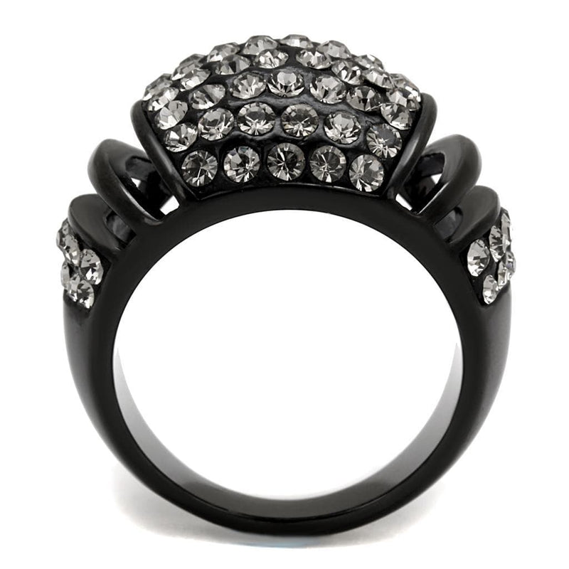 Wedding Rings For Women TK2643 - Stainless Steel Ring with Crystal in Hematite