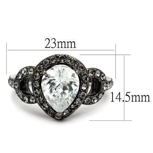 Wedding Rings For Women TK2655 Light Black Stainless Steel Ring with CZ