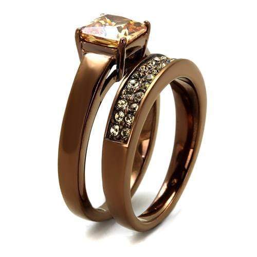 Wedding Rings For Women TK2670 Coffee light Stainless Steel Ring with CZ