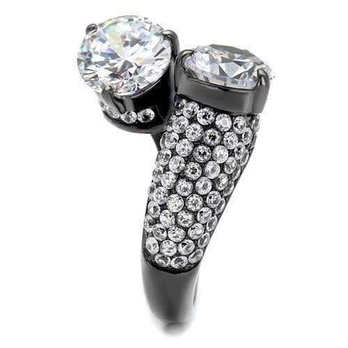 Wedding Rings For Women TK2674 Light Black Stainless Steel Ring with CZ