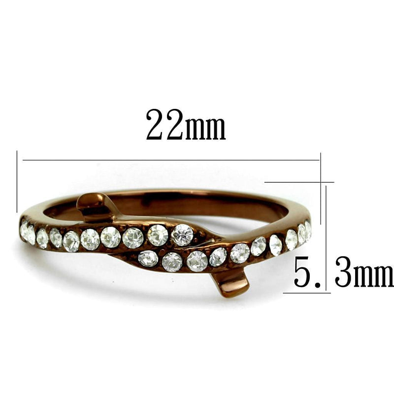 Wedding Rings For Women TK2687 Coffee light Stainless Steel Ring with Crystal