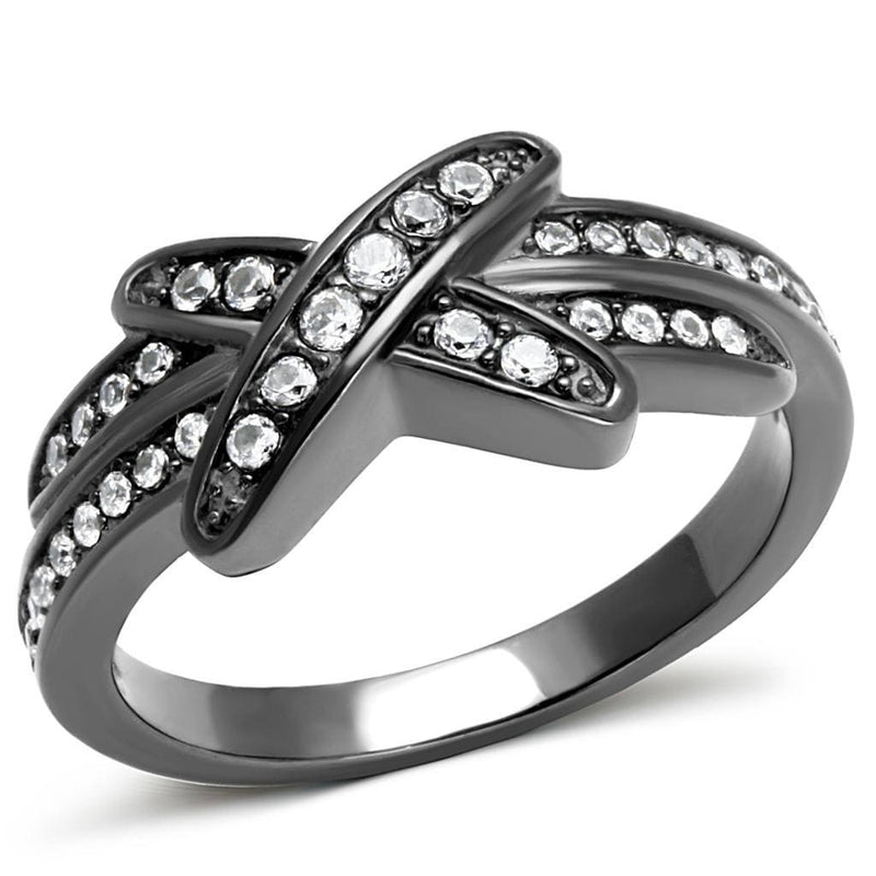 Wedding Rings For Women TK2689 Light Black Stainless Steel Ring with CZ