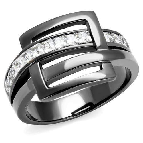 Wedding Rings For Women TK2690 Light Black Stainless Steel Ring with CZ