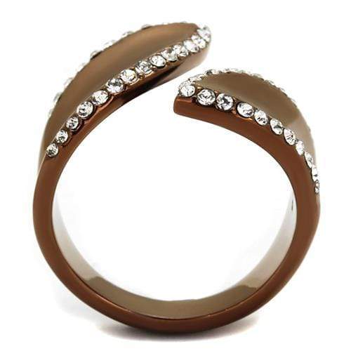 Wedding Rings For Women TK2691 Coffee light Stainless Steel Ring with Crystal