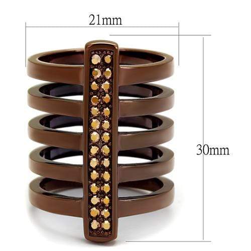 Wedding Rings For Women TK2697 Coffee light Stainless Steel Ring with Crystal