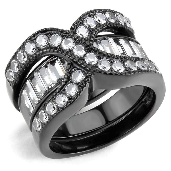 Wedding Rings TK3694 Black - Stainless Steel Ring with AAA Grade CZ