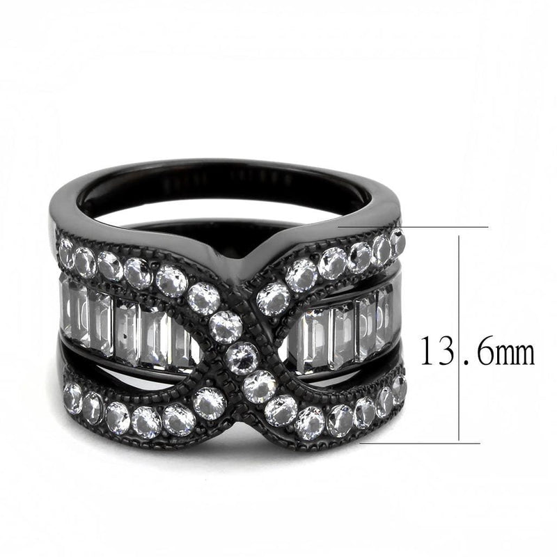 Wedding Rings TK3694 Black - Stainless Steel Ring with AAA Grade CZ