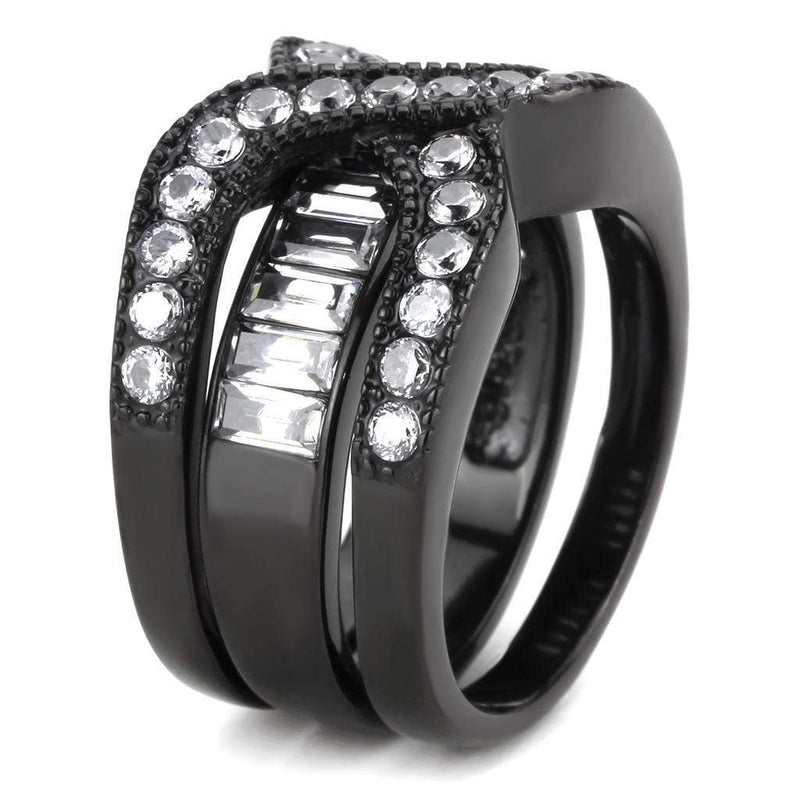 Wedding Rings TK3694 Black - Stainless Steel Ring with AAA Grade CZ