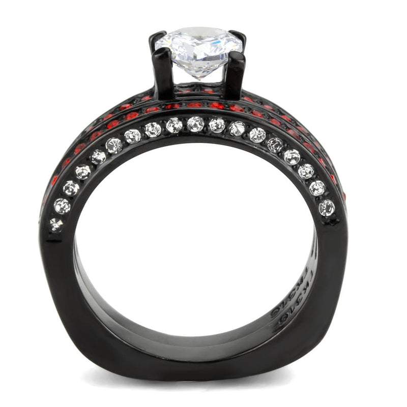 Silver Jewelry Rings Wedding Rings TK3695 Black - Stainless Steel Ring with AAA Grade CZ Alamode Fashion Jewelry Outlet