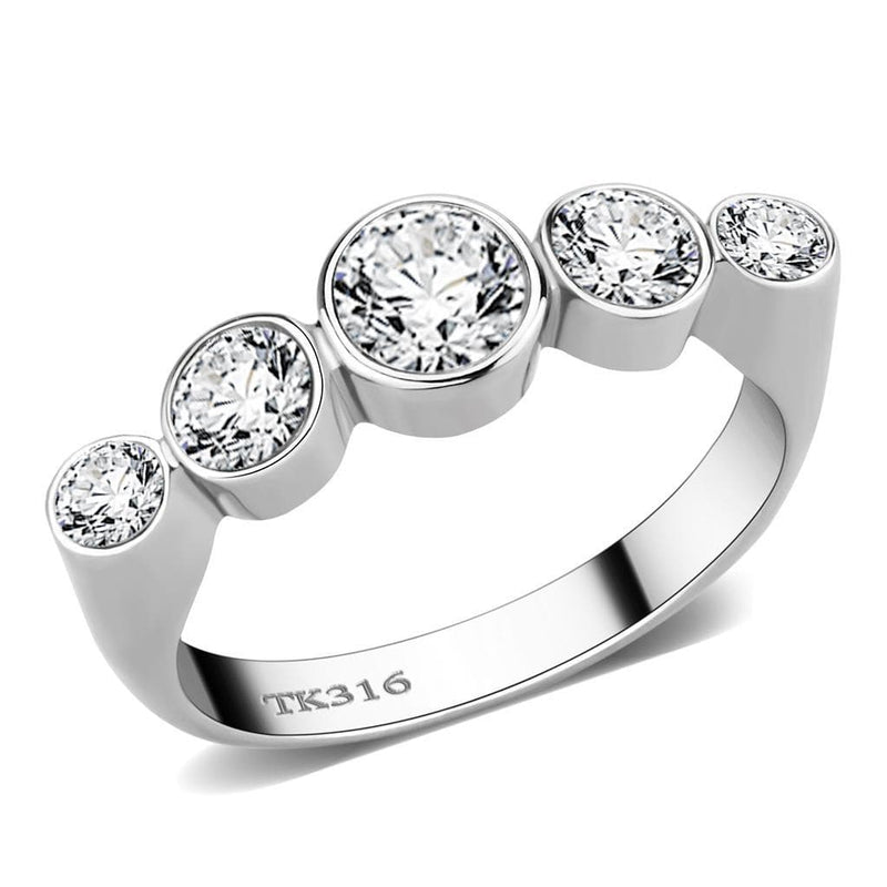 Silver Jewelry Rings Wedding Rings TK3697 Stainless Steel Ring with AAA Grade CZ Alamode Fashion Jewelry Outlet