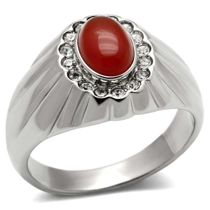 Silver Jewelry Rings Wedding Rings TK372 Stainless Steel Ring with Semi-Precious in Siam Alamode Fashion Jewelry Outlet