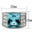 Wedding Rings TK394 Stainless Steel Ring with Synthetic in Sea Blue