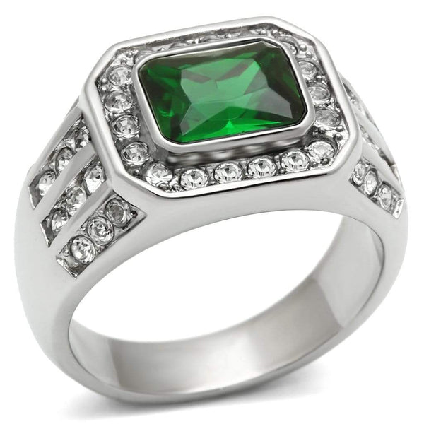 Wedding Rings TK495 Stainless Steel Ring with Synthetic in Emerald