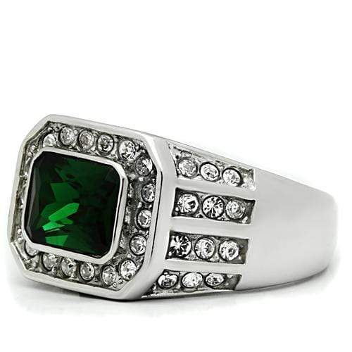 Wedding Rings TK495 Stainless Steel Ring with Synthetic in Emerald