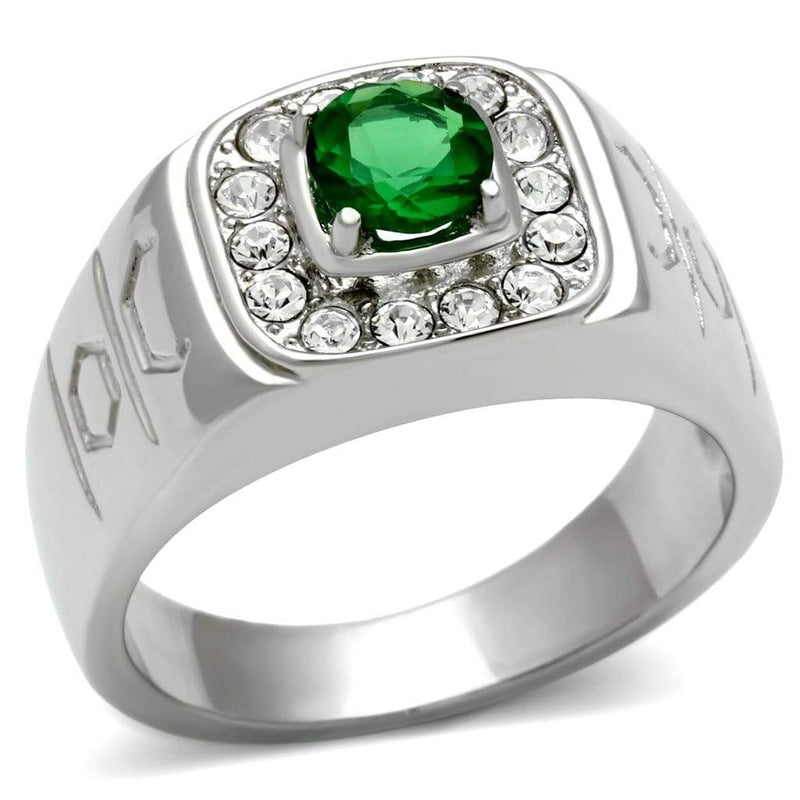 Wedding Rings TK496 Stainless Steel Ring with Synthetic in Emerald