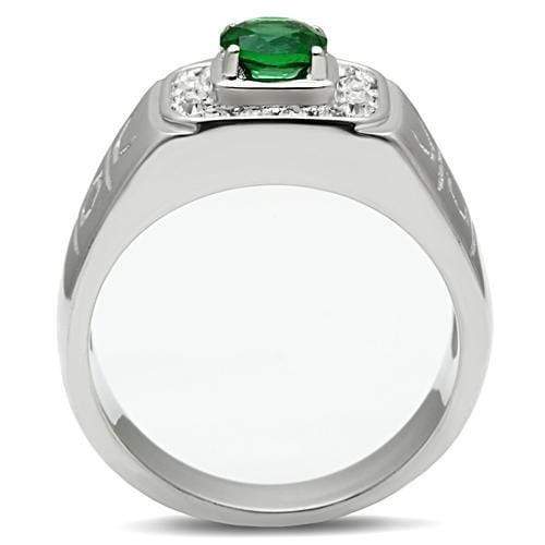 Wedding Rings TK496 Stainless Steel Ring with Synthetic in Emerald