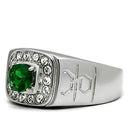 Wedding Rings TK496 Stainless Steel Ring with Synthetic in Emerald