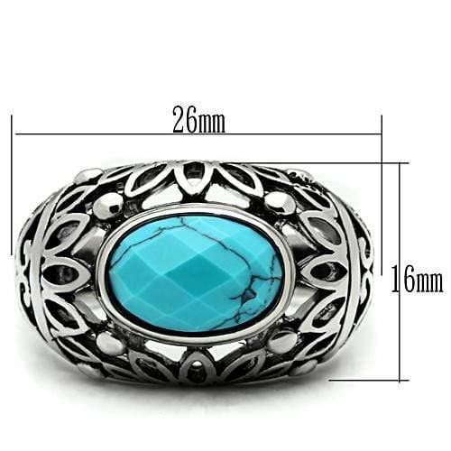 Wedding Rings TK498 Stainless Steel Ring with Synthetic in Sea Blue