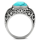 Wedding Rings TK498 Stainless Steel Ring with Synthetic in Sea Blue