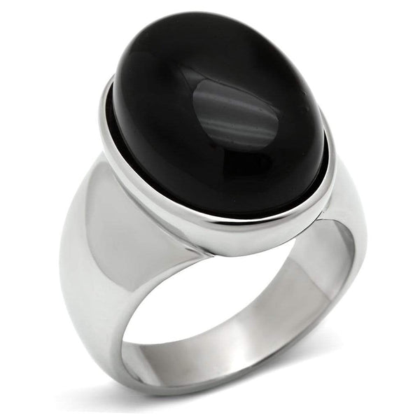 Wedding Rings TK501 Stainless Steel Ring with Semi-Precious in Jet