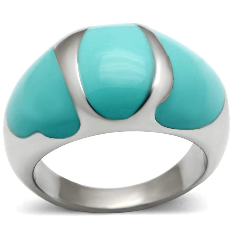 Wedding Rings TK509 Stainless Steel Ring with Epoxy in Turquoise