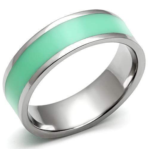 Wedding Rings TK542 Stainless Steel Ring with Epoxy in Aquamarine