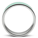 Wedding Rings TK542 Stainless Steel Ring with Epoxy in Aquamarine