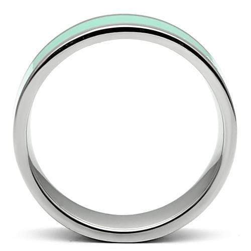 Wedding Rings TK542 Stainless Steel Ring with Epoxy in Aquamarine