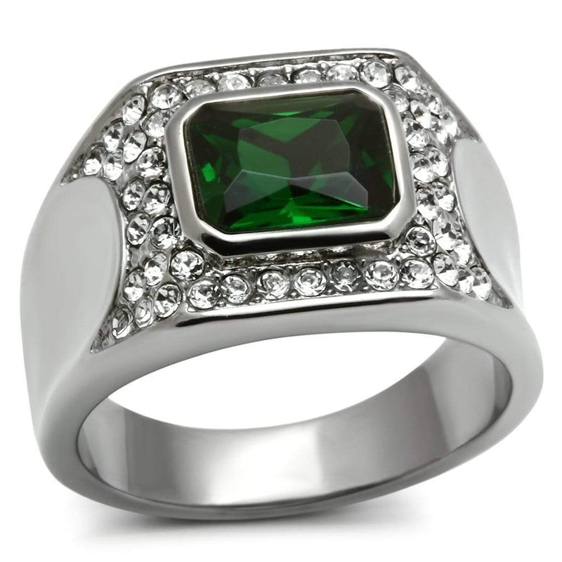 Wedding Rings TK590 Stainless Steel Ring with Synthetic in Emerald