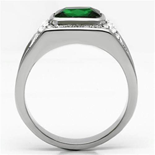 Wedding Rings TK590 Stainless Steel Ring with Synthetic in Emerald