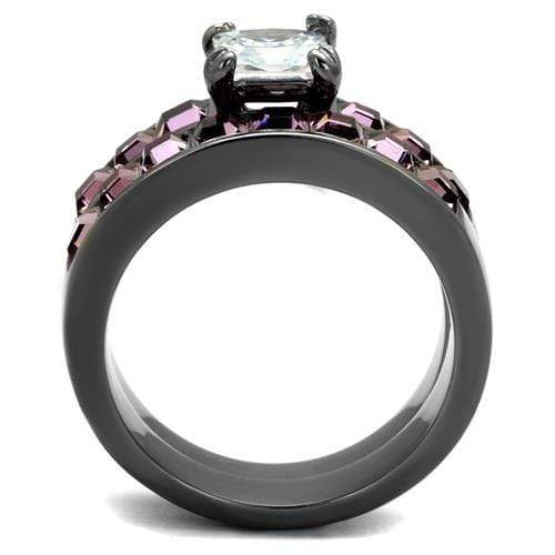 Wedding Rings TK61206LJ Light Black Stainless Steel Ring with AAA Grade CZ