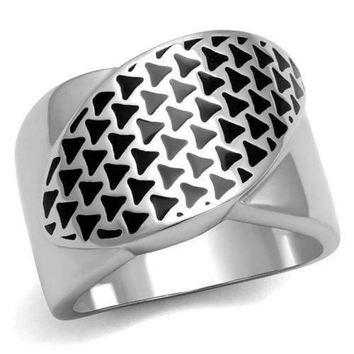 Women Band Rings TK3010 Stainless Steel Ring with Epoxy in Jet