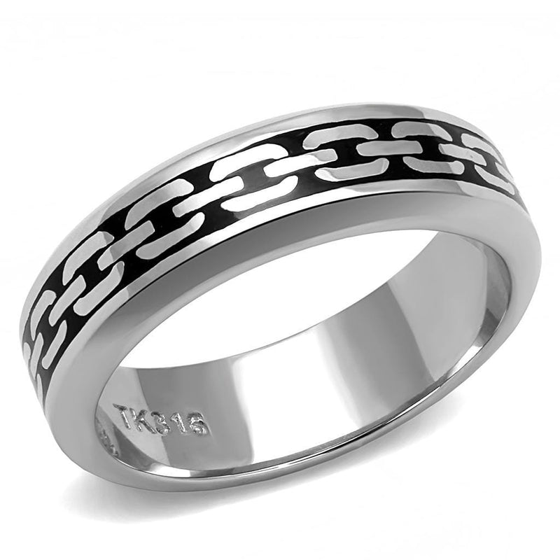 Women Band Rings TK3061 Stainless Steel Ring with Epoxy in Jet