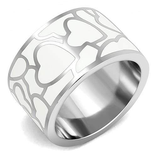 Women Band Rings TK3172 Stainless Steel Ring with Epoxy in White