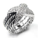 Silver Jewelry Rings Women's Band Rings 7X074 Rhodium Brass Ring with AAA Grade CZ Alamode Fashion Jewelry Outlet