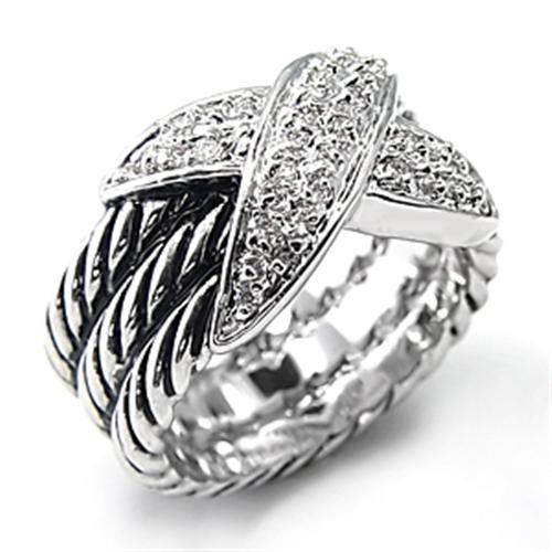 Silver Jewelry Rings Women's Band Rings 7X074 Rhodium Brass Ring with AAA Grade CZ Alamode Fashion Jewelry Outlet