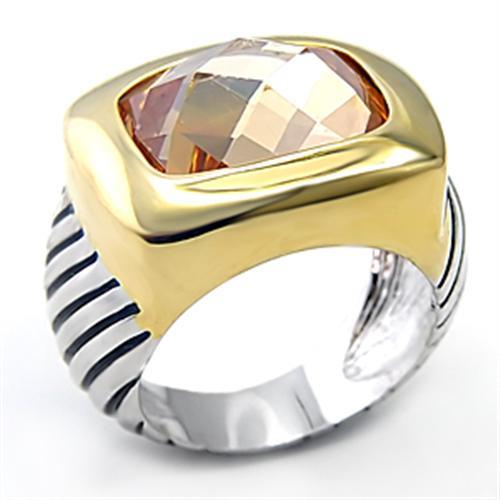 Silver Jewelry Rings Women's Band Rings 7X126 Reverse Two-Tone Brass Ring with AAA Grade CZ Alamode Fashion Jewelry Outlet