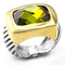 Silver Jewelry Rings Women's Band Rings 7X127 Reverse Two-Tone Brass Ring in Olivine color Alamode Fashion Jewelry Outlet