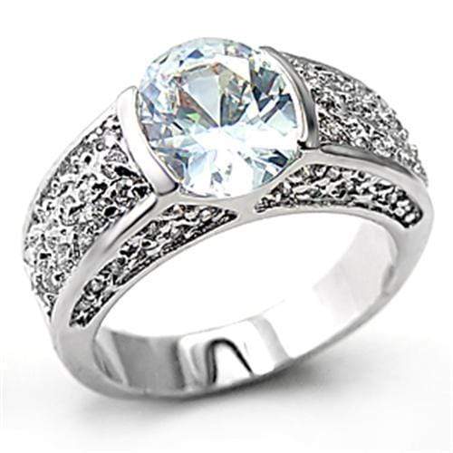 Silver Jewelry Rings Women's Band Rings 7X130 Rhodium Brass Ring with AAA Grade CZ Alamode