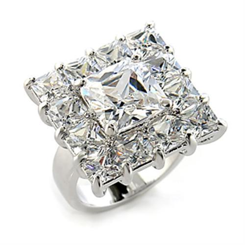 Silver Jewelry Rings Women's Band Rings 80215 Rhodium Brass Ring with AAA Grade CZ Alamode Fashion Jewelry Outlet