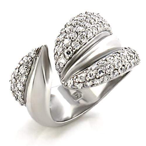 Silver Jewelry Rings Women's Band Rings 9W076 Rhodium Brass Ring with AAA Grade CZ Alamode Fashion Jewelry Outlet