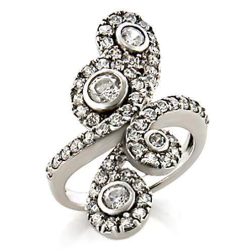 Silver Jewelry Rings Women's Band Rings 9W097 Rhodium Brass Ring with AAA Grade CZ Alamode Fashion Jewelry Outlet