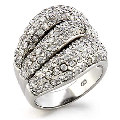 Silver Jewelry Rings Women's Band Rings 9W123 Rhodium Brass Ring with AAA Grade CZ Alamode Fashion Jewelry Outlet