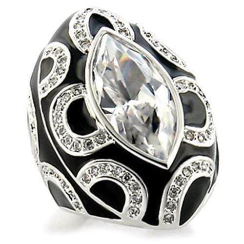 Silver Jewelry Rings Women's Band Rings 9W160 Rhodium Brass Ring with AAA Grade CZ Alamode Fashion Jewelry Outlet