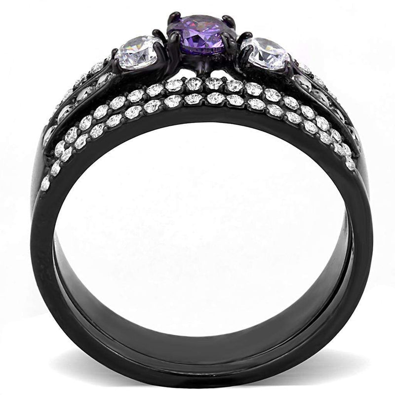 Silver Jewelry Rings Women's Band Rings DA001 Black - Stainless Steel Ring with AAA Grade CZ Alamode Fashion Jewelry Outlet