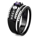 Silver Jewelry Rings Women's Band Rings DA001 Black - Stainless Steel Ring with AAA Grade CZ Alamode Fashion Jewelry Outlet