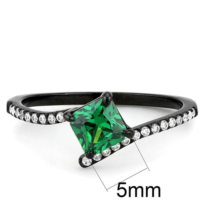 Silver Jewelry Rings Women's Band Rings DA017 Black - Stainless Steel Ring with AAA Grade CZ Alamode Fashion Jewelry Outlet